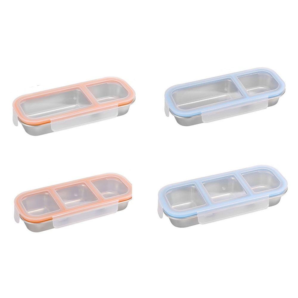 Leakproof Stainless Steel Lunch Box Reusable Fruit Food Fresh Box Seasoning Tray Camping