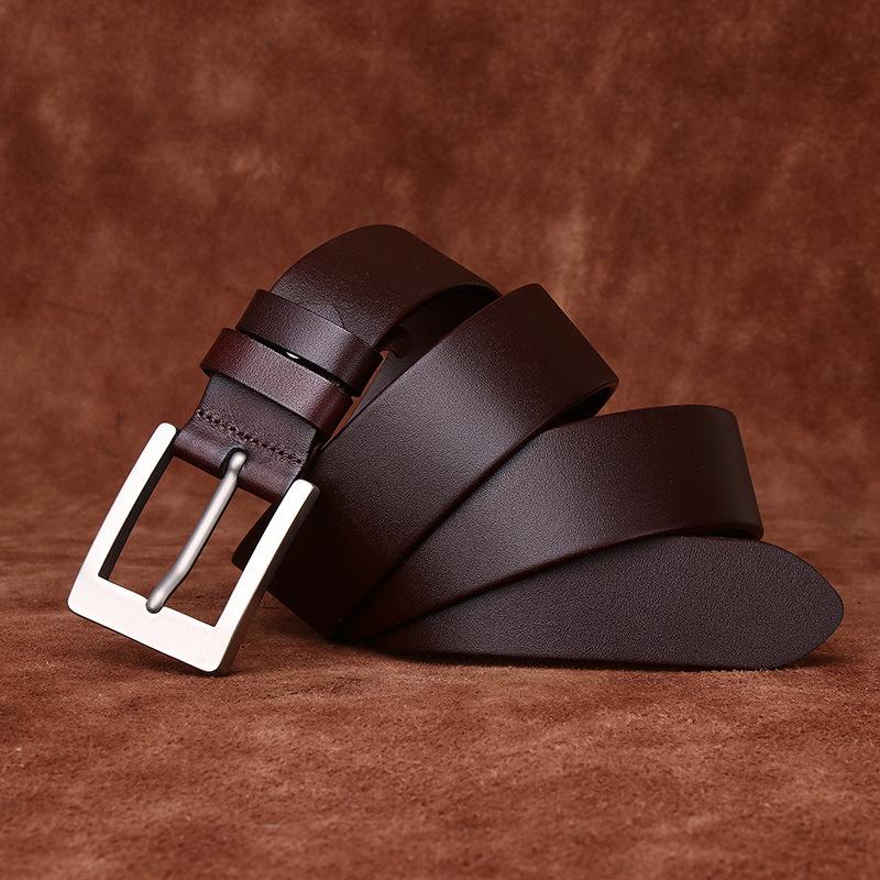 

Высококачественный легкий роскошный простой деловой антиаллергенный ремень мужской кожаный ремень из чистого титана с пряжкой первого слоя из коровьей кожи для официальных брюк 130cm
