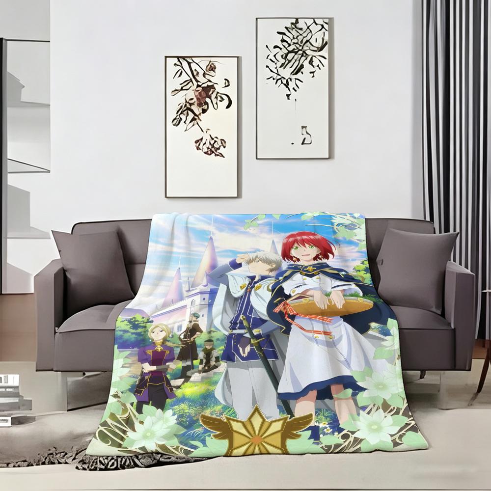 Animation A-Akagami No Shirayuki Hime Throw Lightweight 240G Flannel Blanket Soft Skin-Friendly For Summer Cooling