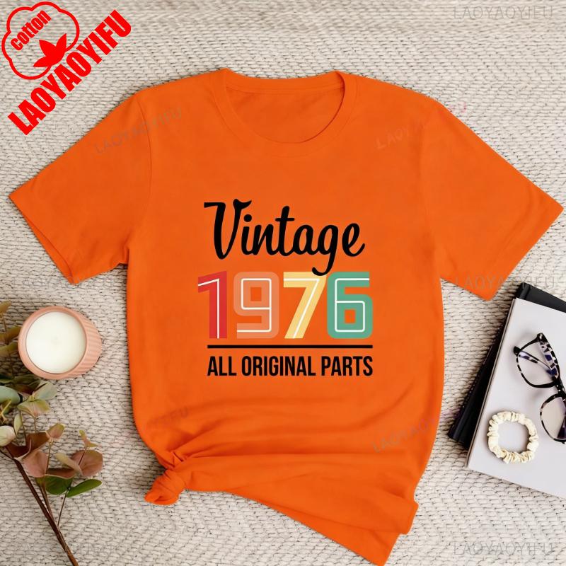 All Original Parts Vintage 1976 Tshirt 50th Birthday Gift Gift Unisex Wounisex Best Friend Shirt Allmatch Printed Tshirt Tops