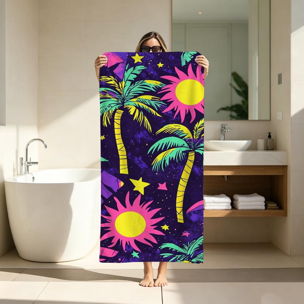Beach Vibe Summer Coconut Tree Towel ultra-fine fiber quick drying absorbent bath towel, outdoor swimming sports towel