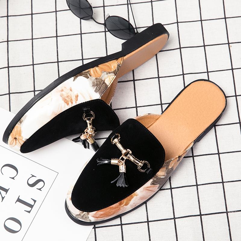 Designer de Mod Brand Italian de Lux Pantofi Loafers Sandale Casual din Piele pentru Bărbați Pantofi Jumătate pentru Bărbați de Afaceri Muli Bărbați Albi Negri Papuci