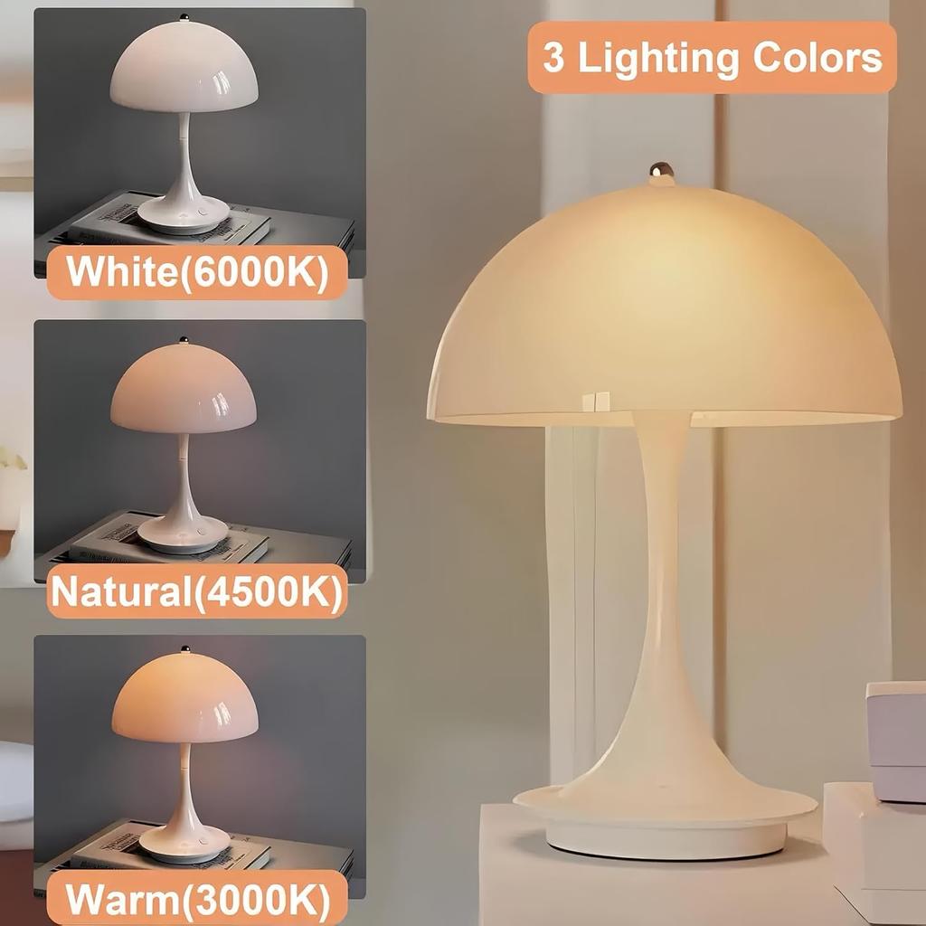Nordic Rechargeable LED Mushroom Table Lamp Desk Light for Living Room Bedroom Study Lighting Fixtures