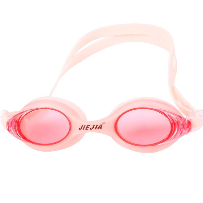 

JieJia swimming goggles J48New silicone integrated anti-fog swimming goggles, flat-lens adult swimming goggles рожевий