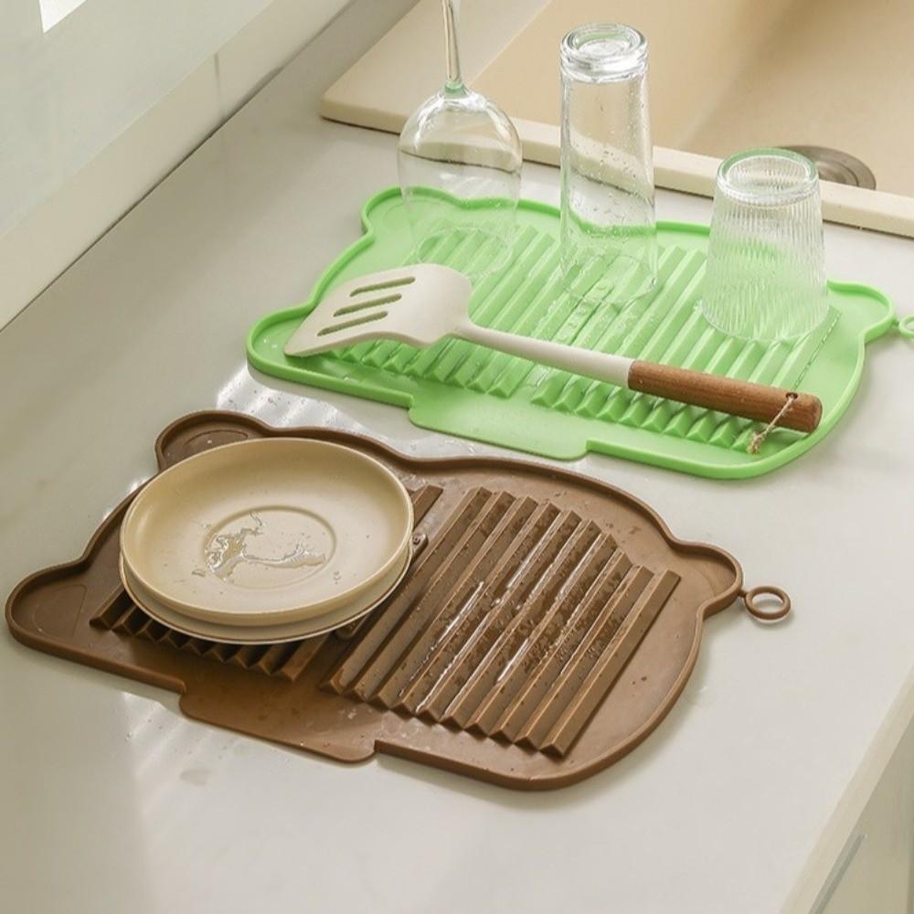 Draining Design Dish Drying Mat Non-Slip Base Heat Resistant Trivet  Kitchen Use