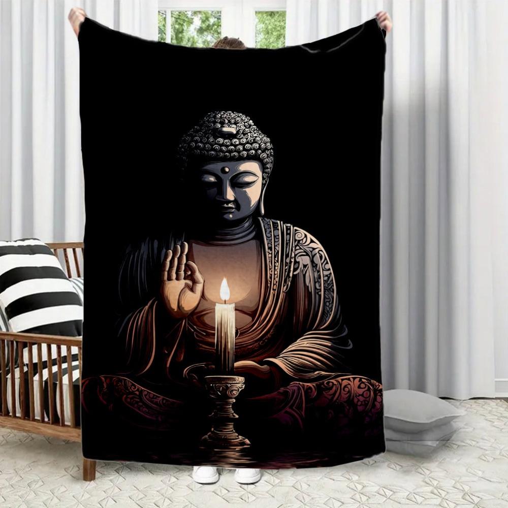 

Zeninspired Buddha statue theme Flannel printed blanket suitable for all seasons suitable for living room office sofa travel 75x100cm (30x40inch)