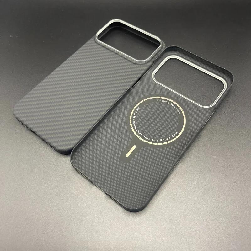 True Aramid Carbon Fiber Magnetic Ultra-Thin Business Case For 17 Pro Max Air For Magsafe Charging Shockproof Cover Funda