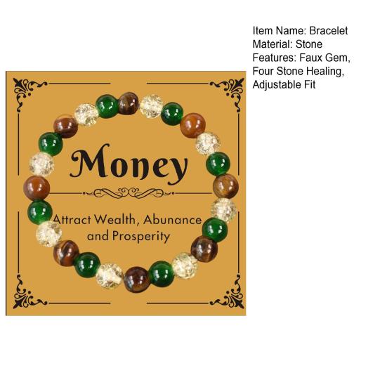 Bracelet Sustainable Natural Faux Crystal Stretchy Bracelet with Four Healing Stones Rose Quartz Bracelet