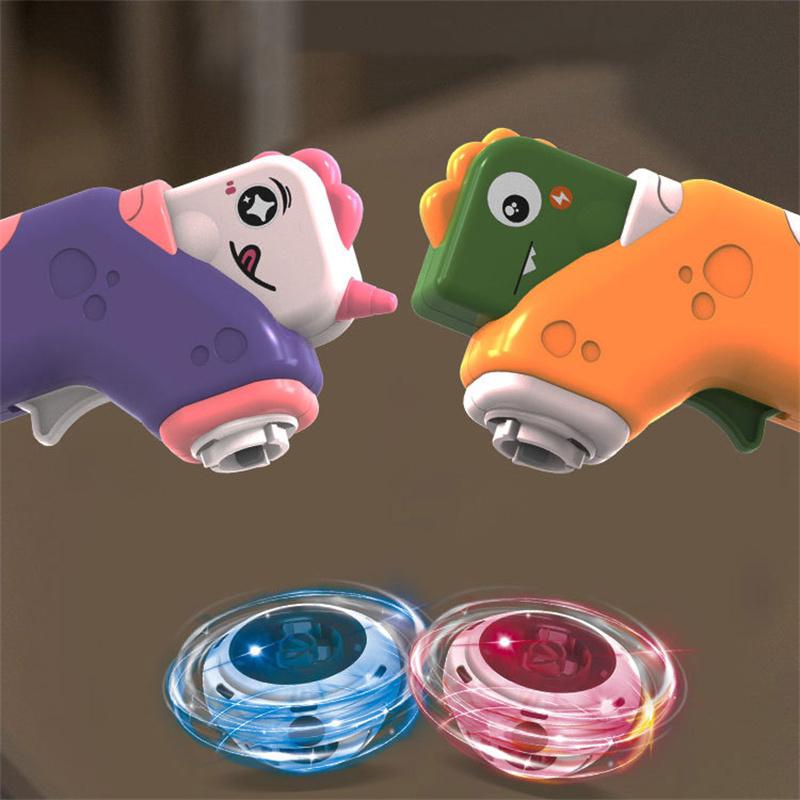 2 In1 Flying Disc Saucer Gyro Cartoon Dinosaur Air Rocket Launcher Sport Games Kids Educational Outdoor Toys for Children Gifts