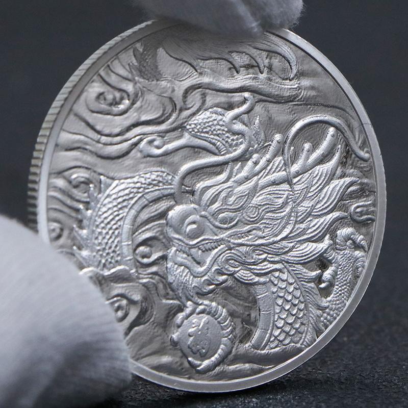 Coins for the the Year of the Loong, gold and silver plated commemorative coins, foreign trade commemorative medals, fortune coins, lucky coins