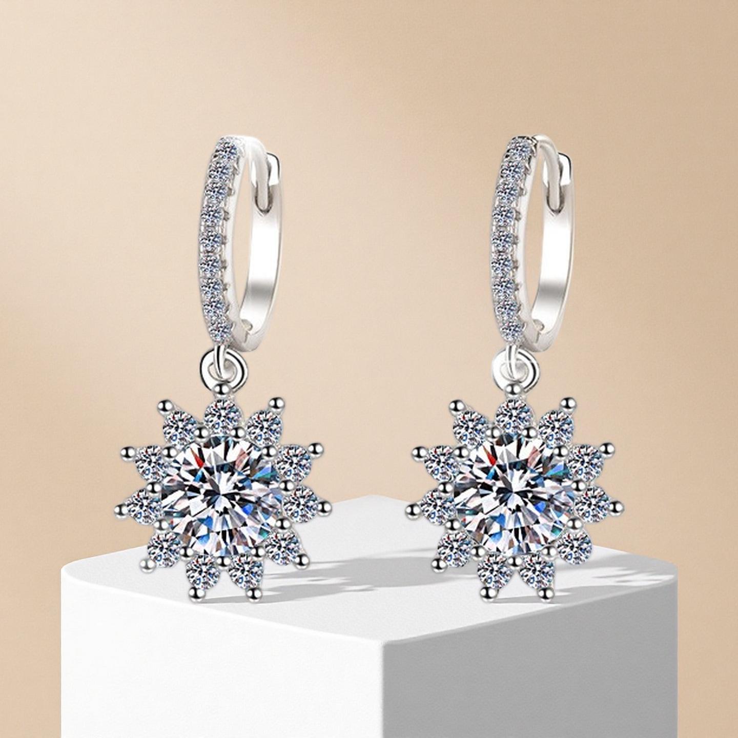 

Sunflower Zirconia Earrings, Women s Light Luxury, European & American Style Hot Selling Jewelry Ear Studs. платиновый
