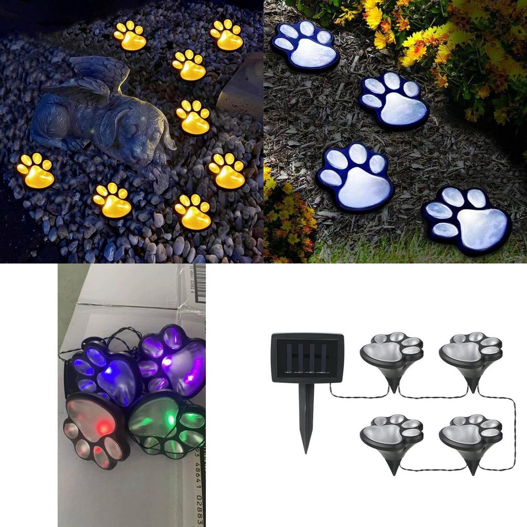 Paw Shaped Solar Garden Lights With Waterproof Led Outdoor Landscape Decor For Nighttime Illumination