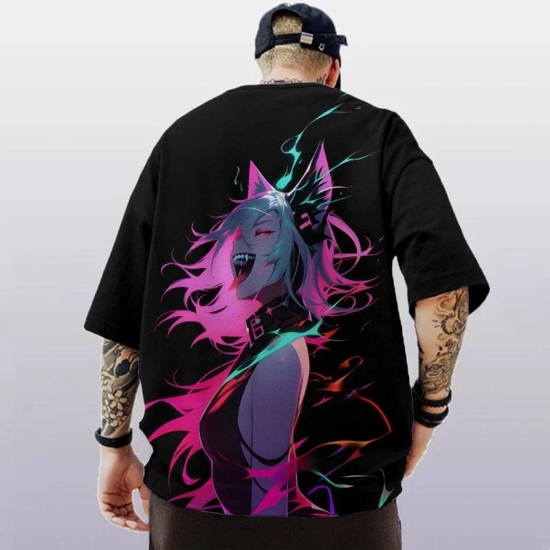 Summer men's 3D printed trendy anime character T-shirt