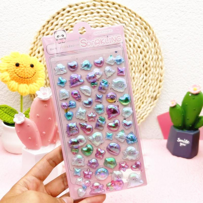 Cartoon 3D Relief Water Drop Stickers Cute and Fun Animals Rabbit Panda Stickers Diy Diary Stationery Stickers