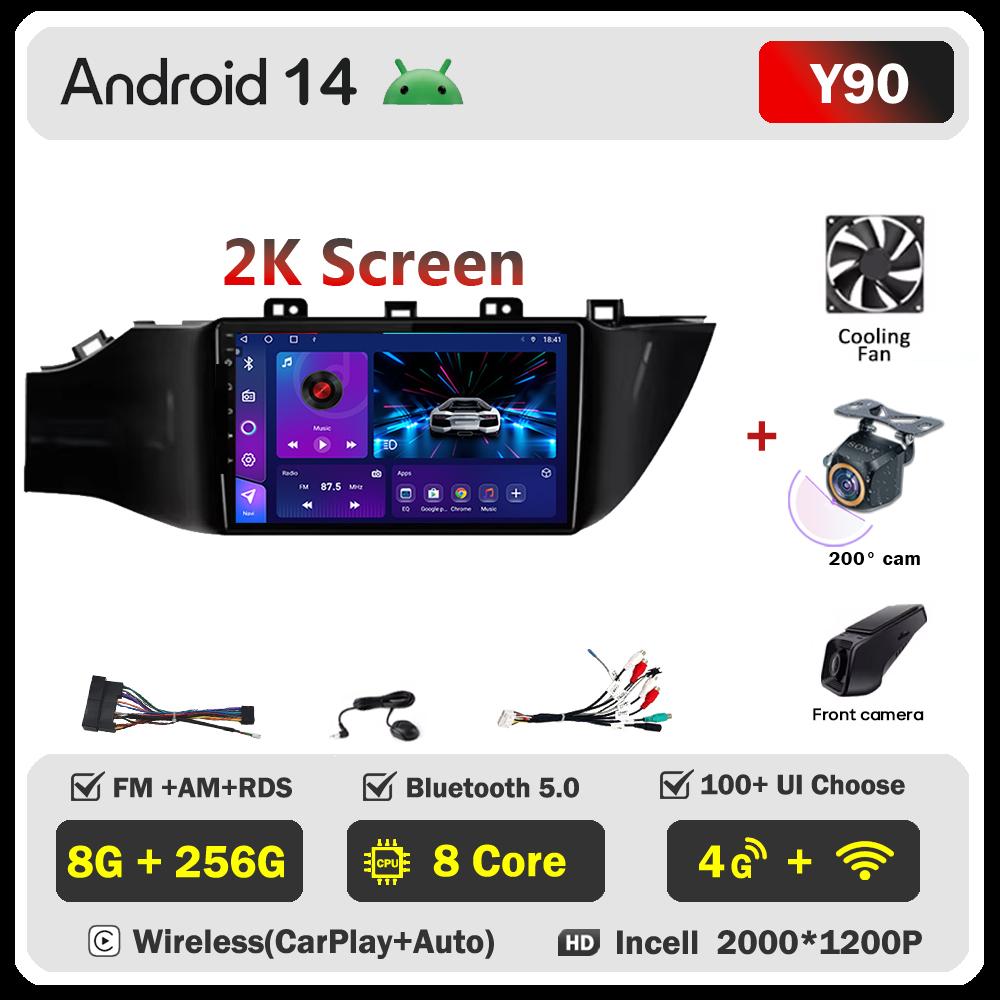 Android 14 For Kia Rio 4 IV FB 2020-2021 Car Carplay Screen Video Player Smart Intelligent Systems GPS Navigation Android Auto
