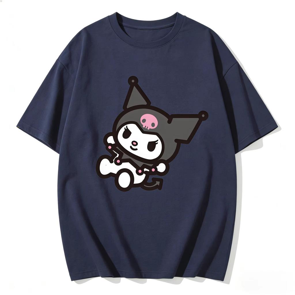 2026 new Summer Kuromi Cute Graphic Tee Casual Short Sleeve Cotton Top for Women Girls Kawaii Cartoon Print Streetwear