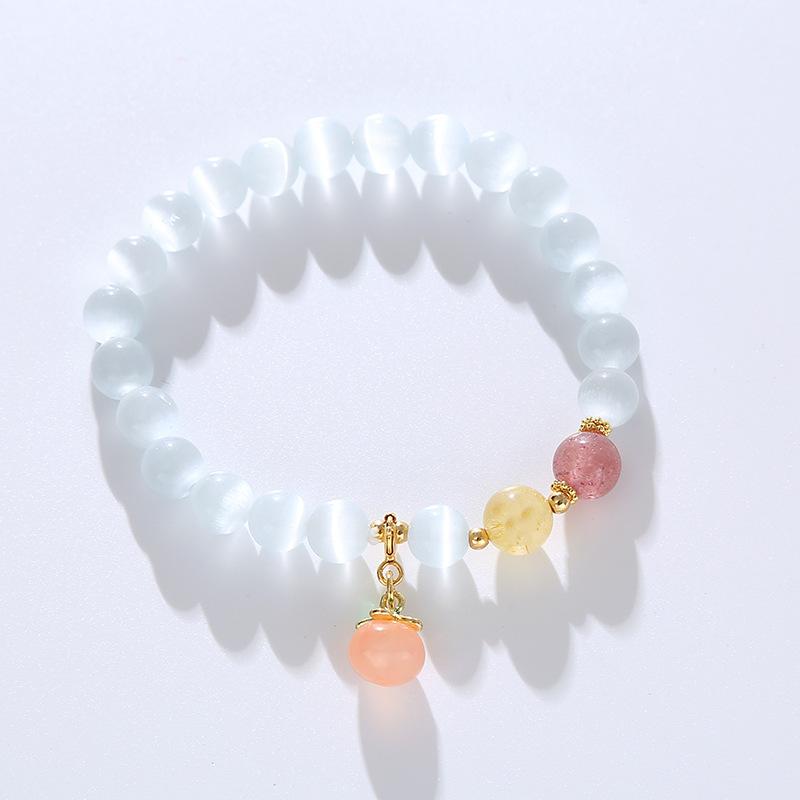 

Cute agate peach opal braceletfashion women daily jewelry gift