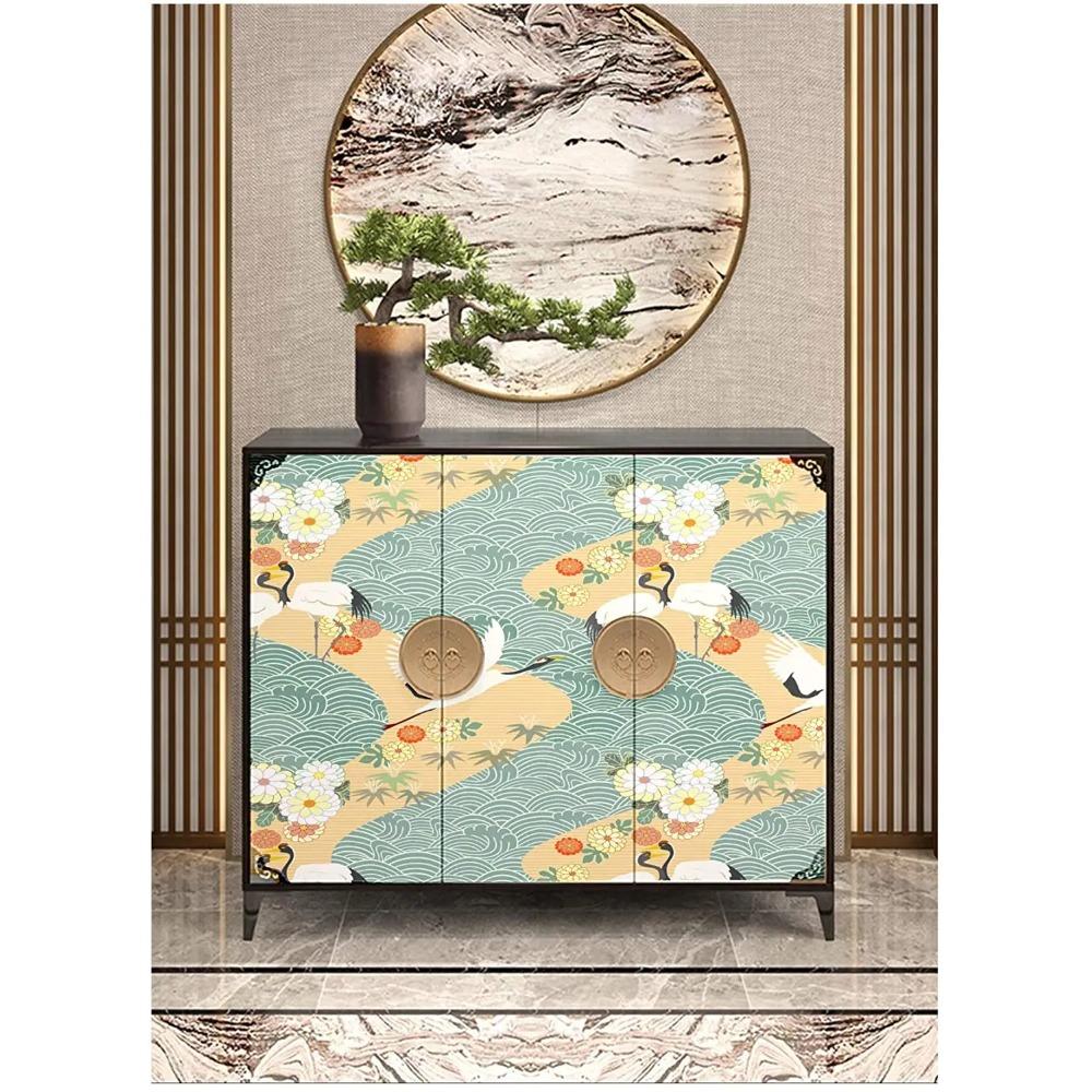 Daisy Crane Blue Waves Peel and Stick Removable Wall Mural Self-Adhesive Prepasted Wallpaper for Bedroom Home Decor Handpainting