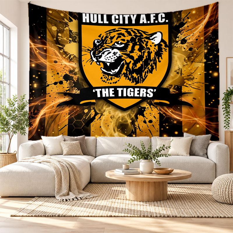 Hull City Football Wall Tapestry, Soft Fabric Wall Hanging, Decorative Backdrop For Bedroom Home Wall Art