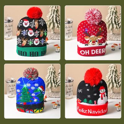 Colorful LED Christmas Hats Warm New Year Cap Winter Light Up Beanie Christmas Gift