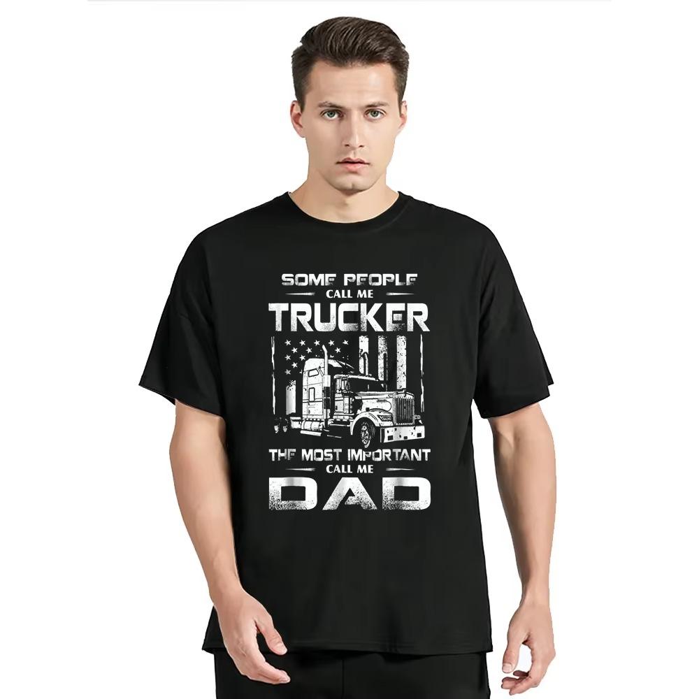 

Футболка в подарок на День отца с забавным принтом «Американский дальнобойщик», новая, 100% хлопок, повседневная, с коротким рукавом и круглым вырезом, размер мужской одежды S-3XL XXXXXL чёрный