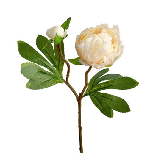 Real Touch Peony Bouquet 1 Bloom 1 Bud Artificial Peony Flower Faux Silk Floral Arrangement for Home Vase Wedding Centerpiece Party Decor