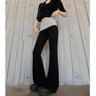 Low-waisted Bell-bottom Pants for Women In Spring and Autumn New Slim American Sweatpants Design Sense Casual Contrasting Yoga Pants