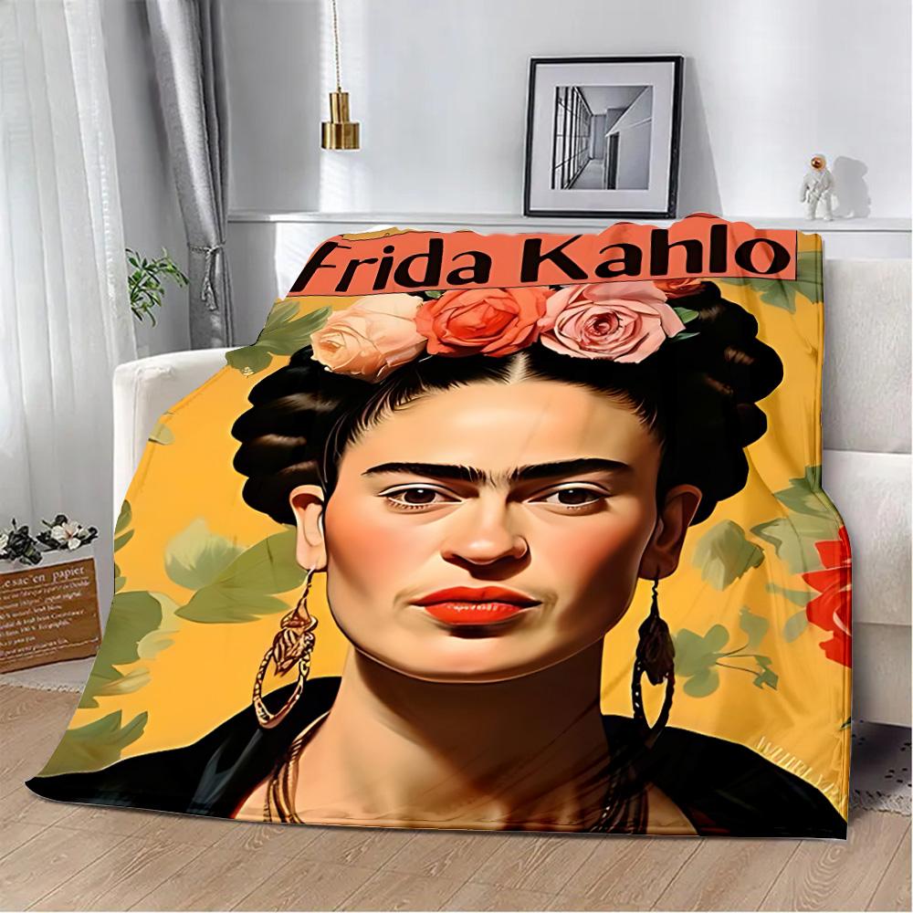 Cartoon F-Frida Printed Blanket Picnic Blankets Warm Blanket Soft and Comfortable Blanket Home Travel Birthday Gift