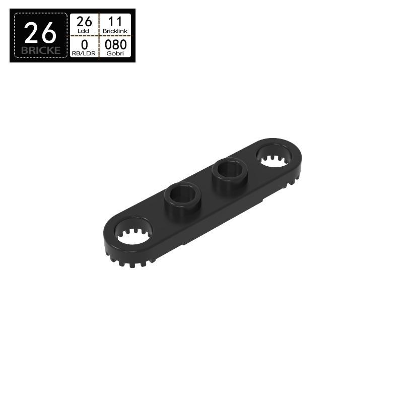 BRICKE 4263: 1x4 Building Block Plate with Toothed Ends, Compatible with LEGO for MOC and DIY Projects. Piece чёрный