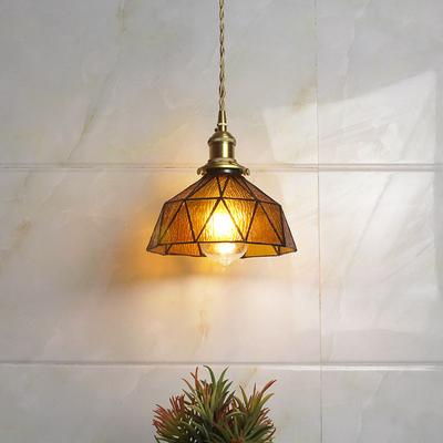 Japońska dekoracja domu szklana lampa wisząca Vintage mosiężna rustykalna lampa sufitowa LED do sypialni, stołu jadalnego, żyrandoli
