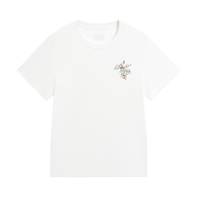 Sport Lifestyle Series Pattern Print Embroidered Round Neck T-Shirt Women Tops ATSW310-6