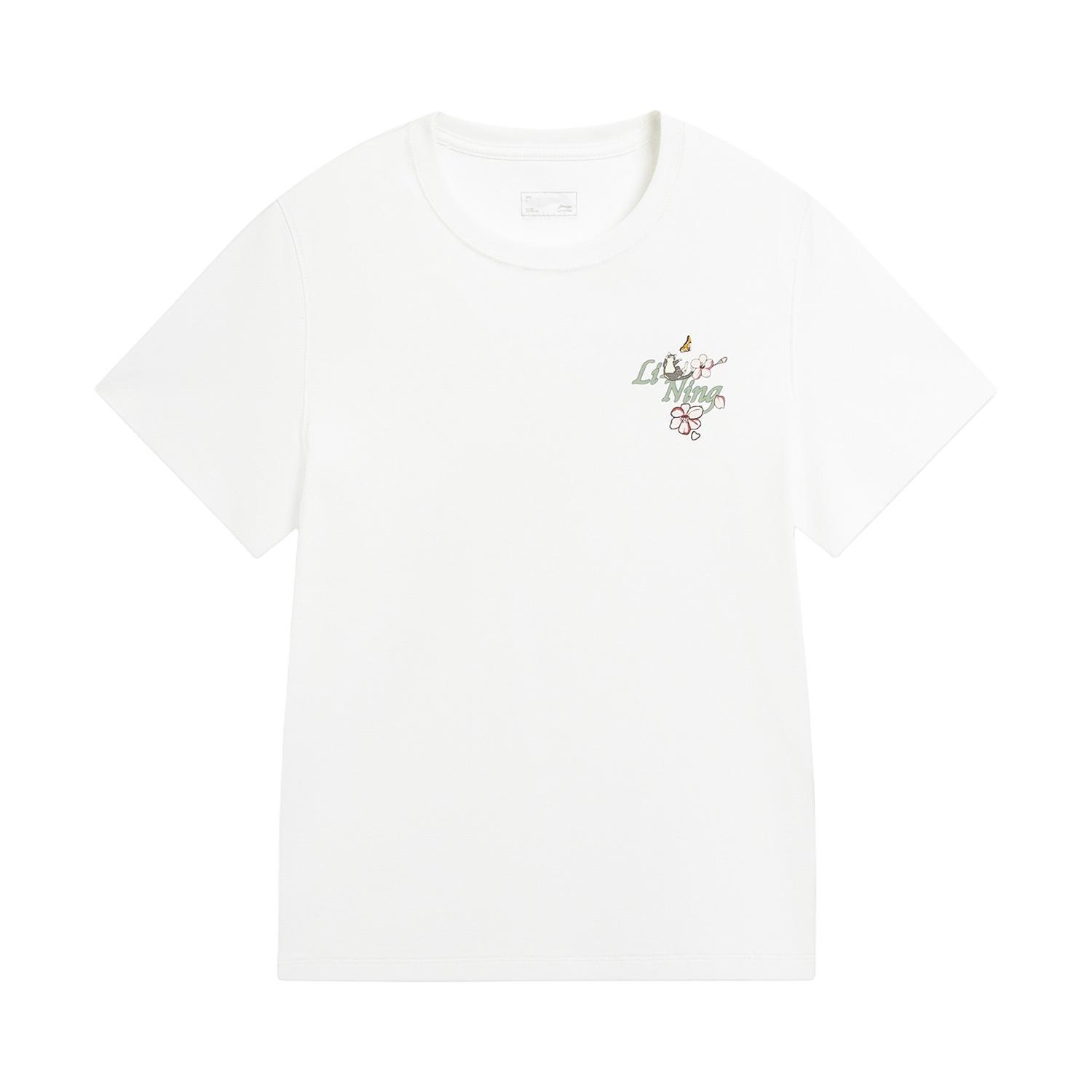 Li-Ning Sport Lifestyle Series Pattern Print Embroidered Round Neck T-Shirt Women tops ATSW310-6 S