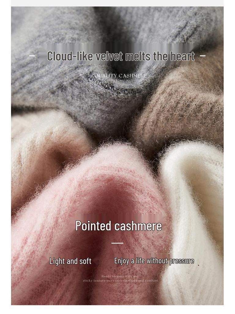 Women's Cashmere Half-High Neck Thick Knit Sweater for Autumn/Winter Warmth.