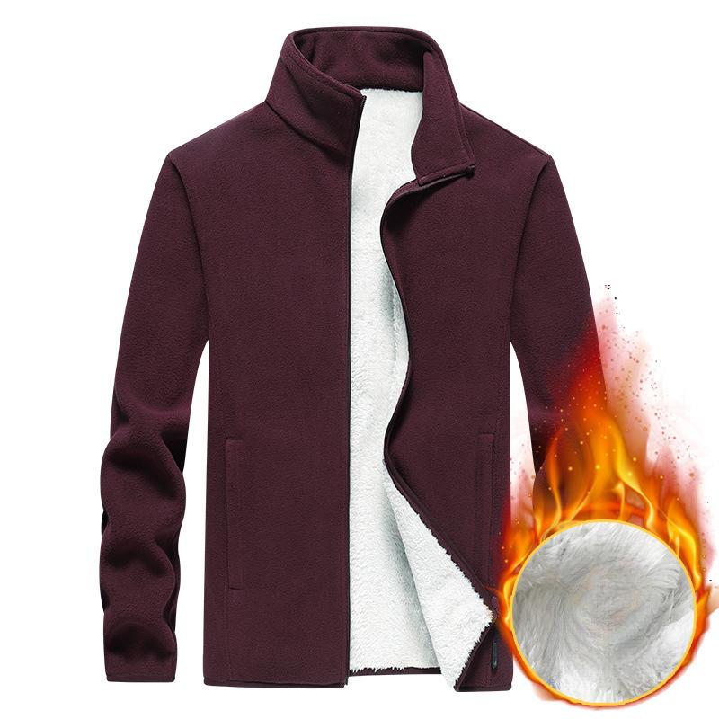 

Флисовая куртка большого размера для мужчин, утолщенная куртка с бархатной подкладкой для мужчин, зимняя куртка, флисовая толстовка для полных мужчин больших размеров, мужская одежда M красный