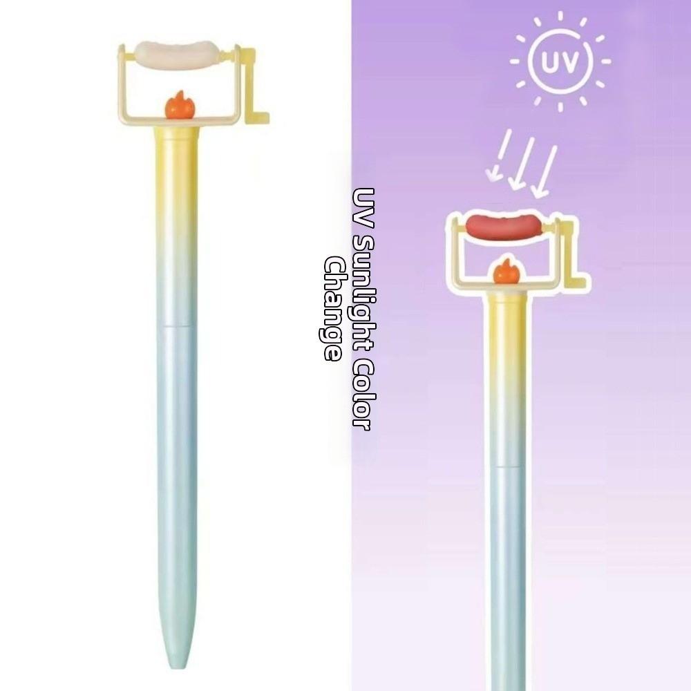 

Novelty Rotating Refill Pen Funny Writing Pen Gift BBQ Theme Color-Changing Pen Daily Roasted Sausages