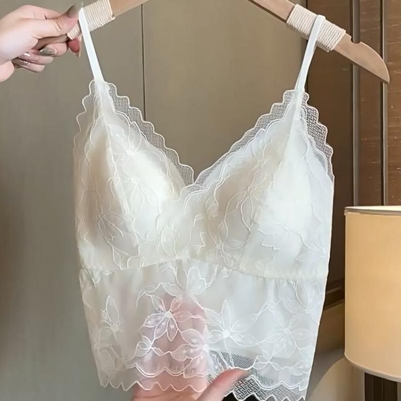 Lace Sling Bras Long Underwear With Pad Women Inner Vest Summer One Piece Bras Workout Street Wear Tank Tops Fashion Lady Sexy Tops