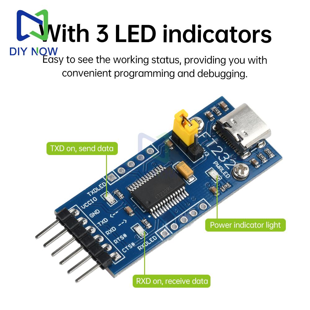 USB to TTL FT232 Serial Converter Adapter Module Kit 3.3V 5V FT232RL Breakout Mini USB to TTL Adapter Board for Arduino
