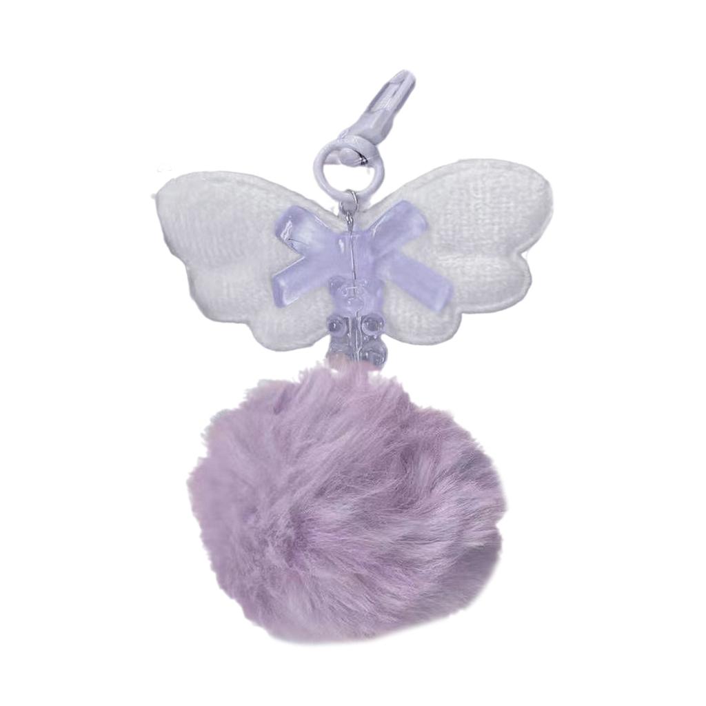 Plush Wing Phone Lanyard Lovely Bear Phone Chain Handmade Bowknot Keychain Backpack Pendant Camera Bag Accessory