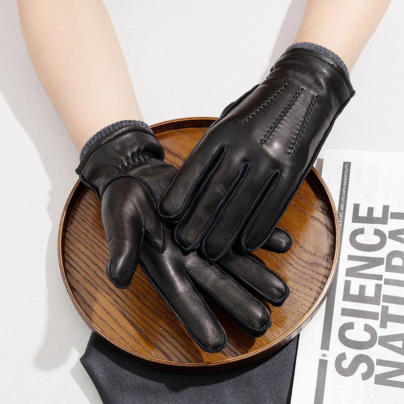 Sheepskin Genuine Leather Gloves Full Finger Warm Cycling Clothing and Fashion Accessories for Autumn and Winter