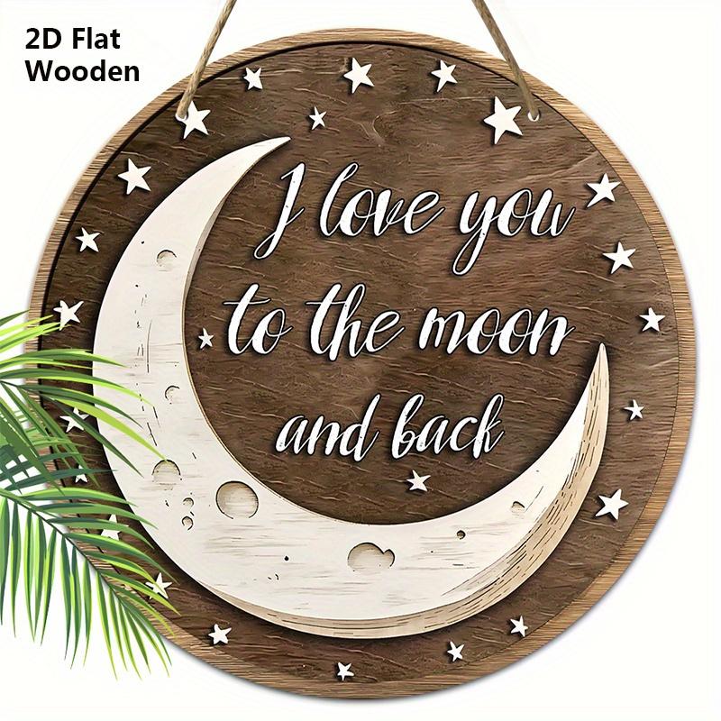 

Ramadan Wooden Sign with Crescent Moon Pattern - Ideal for Nursery - Decorative Plaque for Front Door or Home Decor 20cm/7.87in коричневый