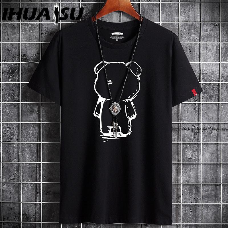 IHUASU Kurzarm-T-Shirt aus Baumwolle für Herren, modisch, lockeres Halbarmhemd, bedrucktes mitfühlendes Hemd