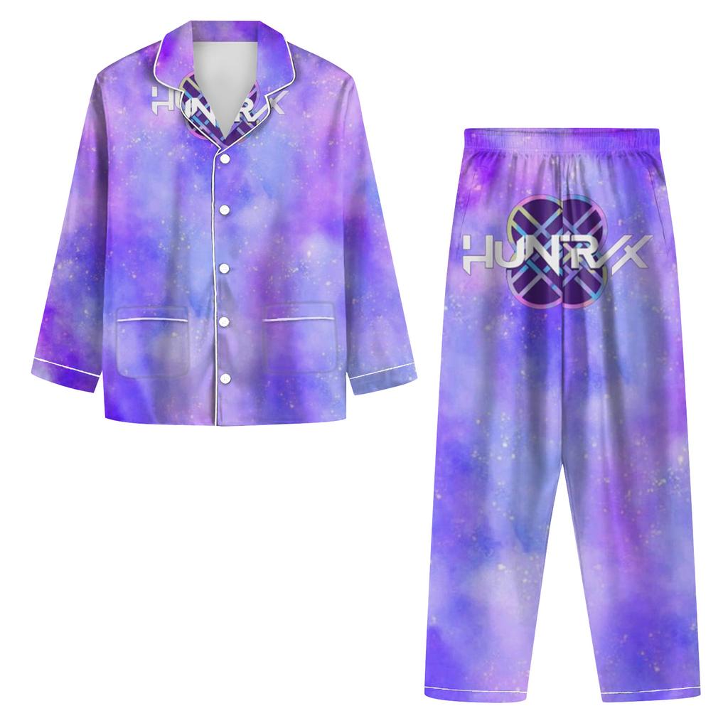 Women's 2 Piece Printed Suit Long Sleeve Button Up Top Wide Leg Pants Suit Set Pajamas Home Casual Suit