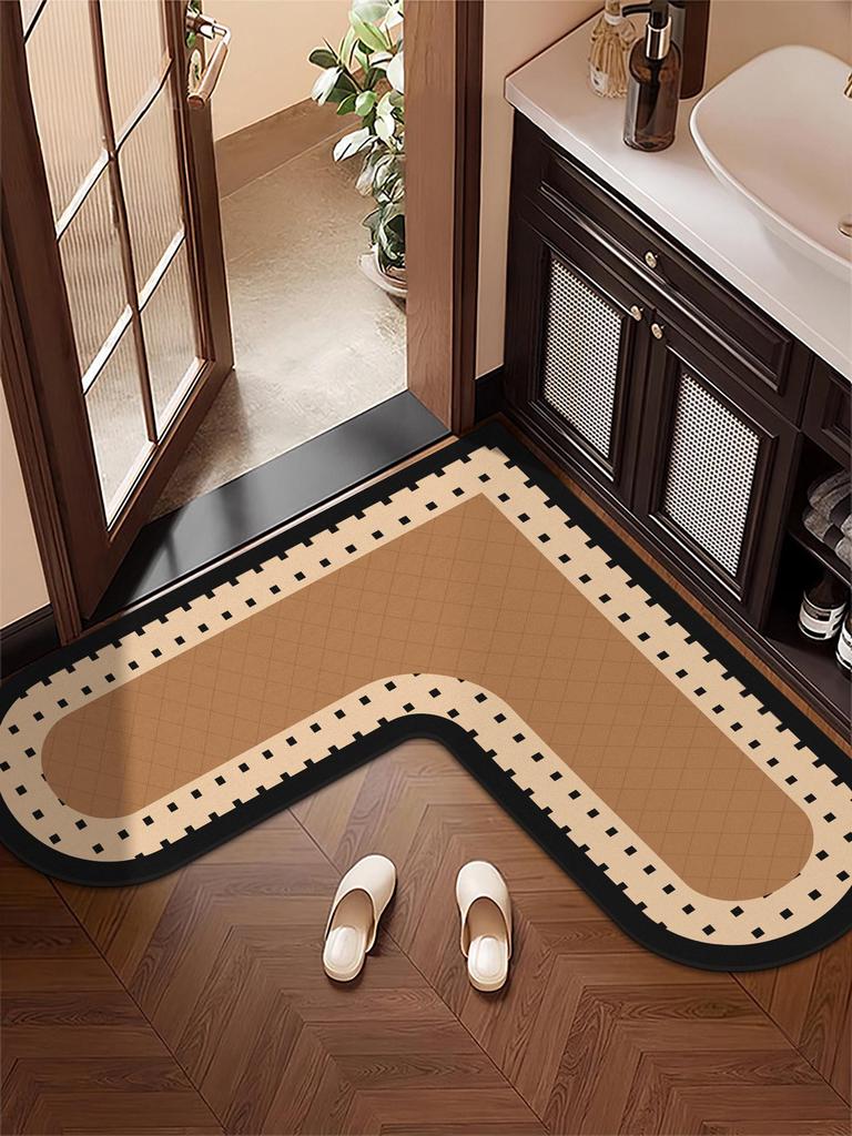 Pre-owned L-Shaped Non-Slip Bathroom Mat - Stain-Resistant, Water-Absorbent, Diatomaceous Earth Foot Wiping Door Mat