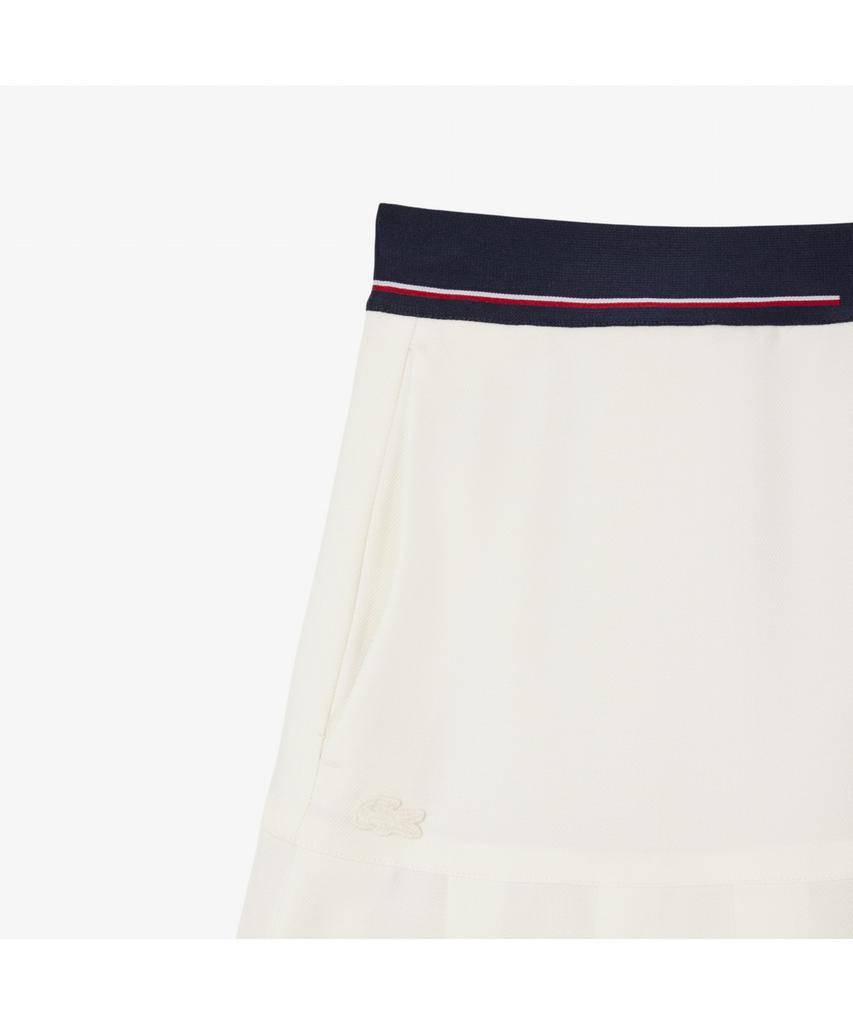 Lacoste Women'S Logo Banded Pleated Mini Skirt Jf5323-55N Xfj