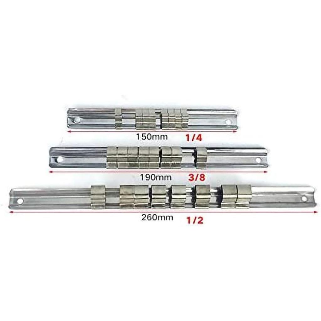 Socket Rails Organizer Socket Organizer Tray, Carbon Steel 8 Socket Rack Storage Divider Rail Tray Holder Shelf Stand Tool Organizer(1/2")