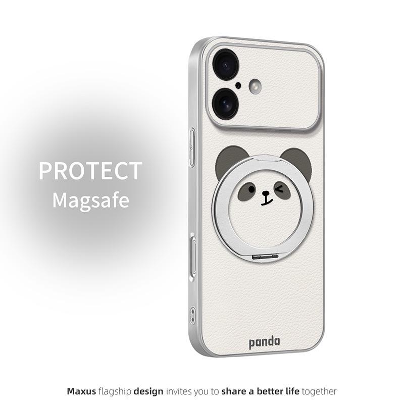 

Lazy Panda Round Face Cartoon Case for iPhone 17 Pro Max with Strong Magnet iPhone 15 Plus