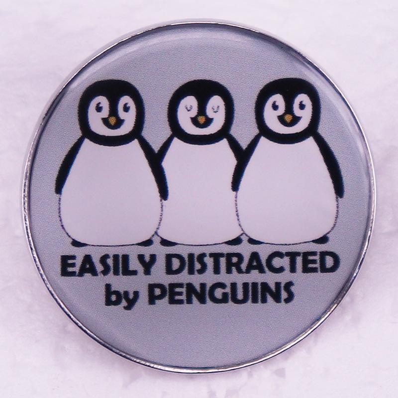 Easily Distracted by Penguins Nature Series Brooches & Badges серебряный