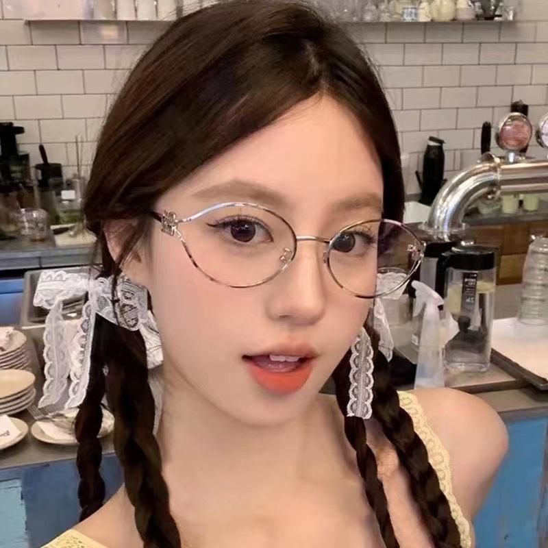 Fashion Style Frame For Women'S Glasses Oval Shape Blue Light Blocking Woman Eyeglasses Korean Style Decorative Glass