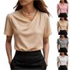 Maglione casual da donna con scollo a V, manica corta, vestibilità larga, in vari colori