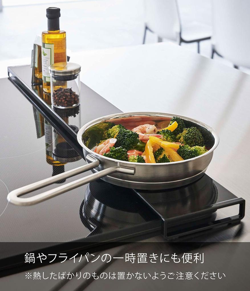 Yamazaki Exhaust Vent Cover, Flat Type, W60, Black, Approx. W63 x D10 x H2.5cm, Tower, Slim, Oil Splash Guard, Easy to Clean, 5735